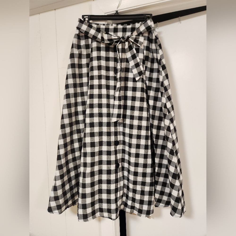 ☆black and white gingham skirt☆
